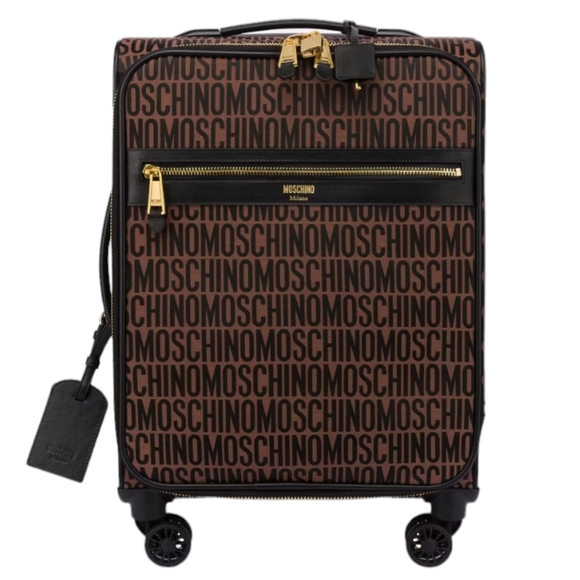 💕NWT MOSCHINO ALL-OVER LOGO NYLON TROLLEY CASE CARRY ON💕 - Picture 1 of 16